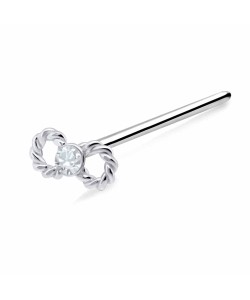 Stony Infinity Shaped Silver Straight Nose Stud NSKA-676